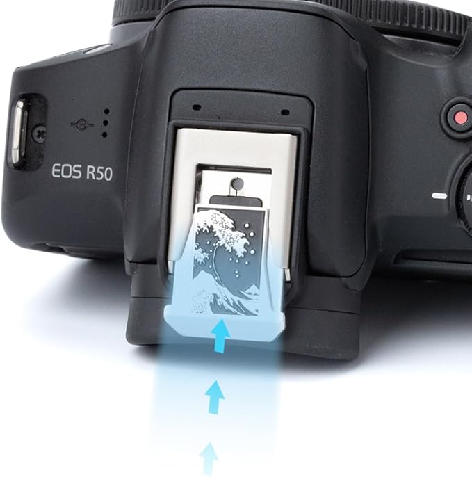 Kanagawa Wave Pattern Camera Metal Hot Shoe Cover Protector Cap for Canon EOS R R1 R3 R5C R5II R6II R7 R8 R10 R50 R100 (Aluminum Alloy-Hot Shoe Cover)