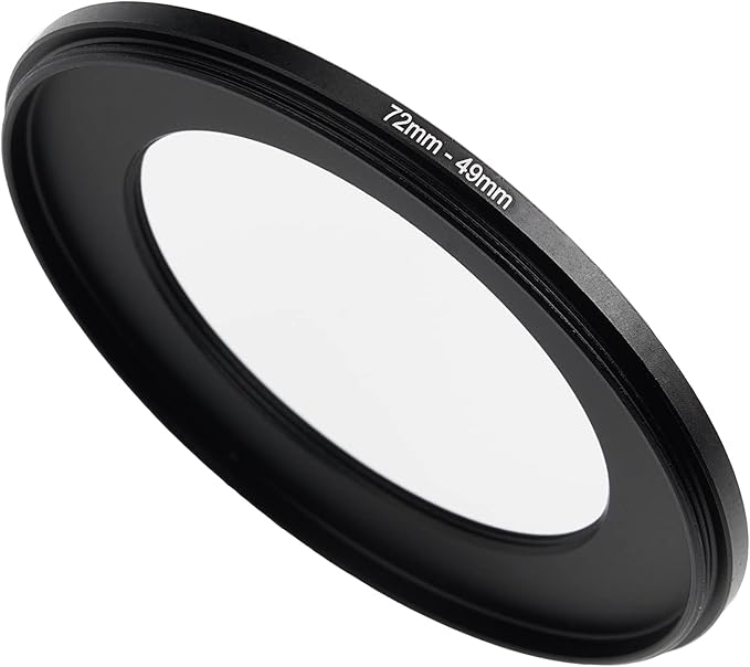 72mm to 49mm Step Down Ring Filter Adapter Applicable to All Brands of UV ND CPL Filter (72mm-49mm)