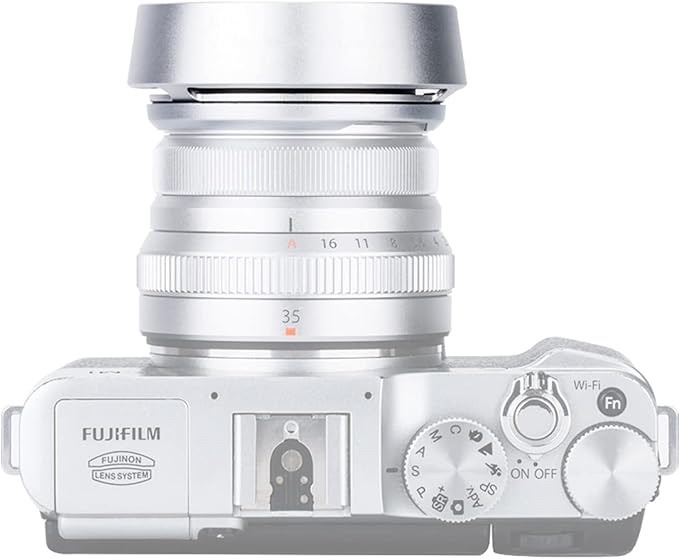 JJC Silver Metal Bayonet Lens Hood for FUJINON XF 35mm F2 R WR/FUJINON XF 23mm F2 R WR, Fuji 35mm F2 Lens Hood, Fuji 23mm F2 Lens Hood, 35mm F2 Hood, 23mm F2 Hood, Replaces Fujifilm LH-XF35-2 Hood