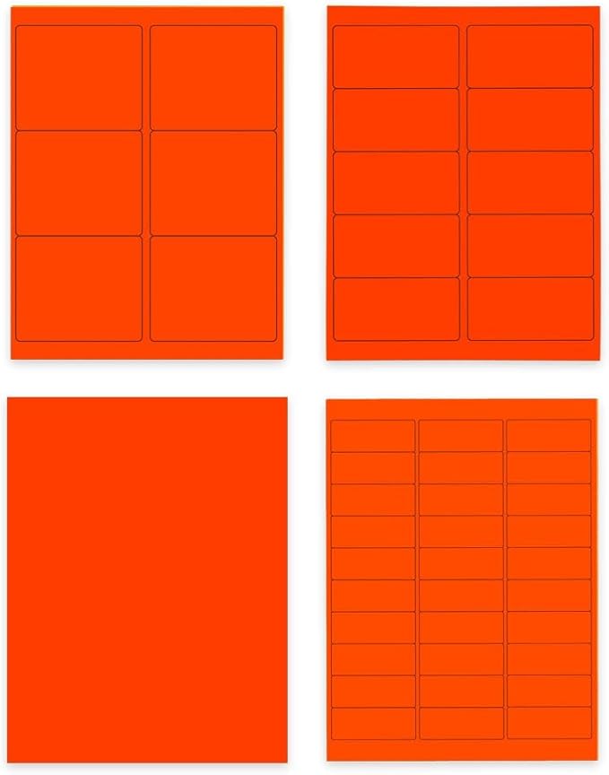 JAM PAPER Shipping & Mailing Address Labels - Multi Size Assortment - Neon Red - 370/Pack