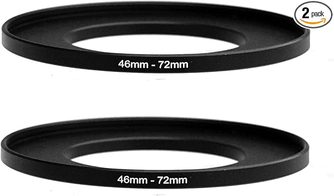 (2 Pcs) 46-72MM Step Up Ring Adapter, 46mm to 72mm Filter Ring, 46 mm Male 72 mm Female Stepping Up Ring for DSLR Camera Lens and ND UV CPL Infrared Filters