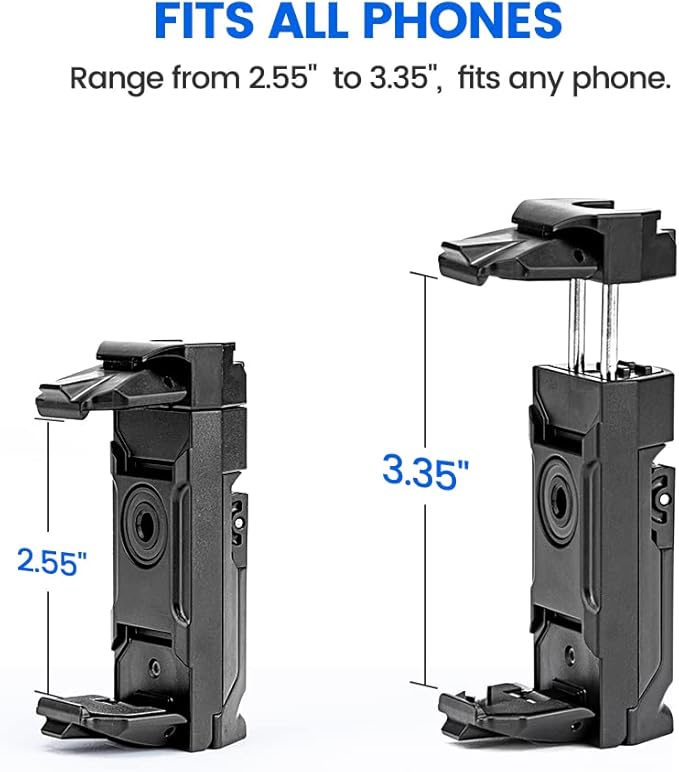 Fotopro Phone Tripod Mount Cold Shoe Rotatable Universal Cell Phone Mount Adapter for Monopod Selfie Stick Desktop Tripod Video Vlogging Photograph