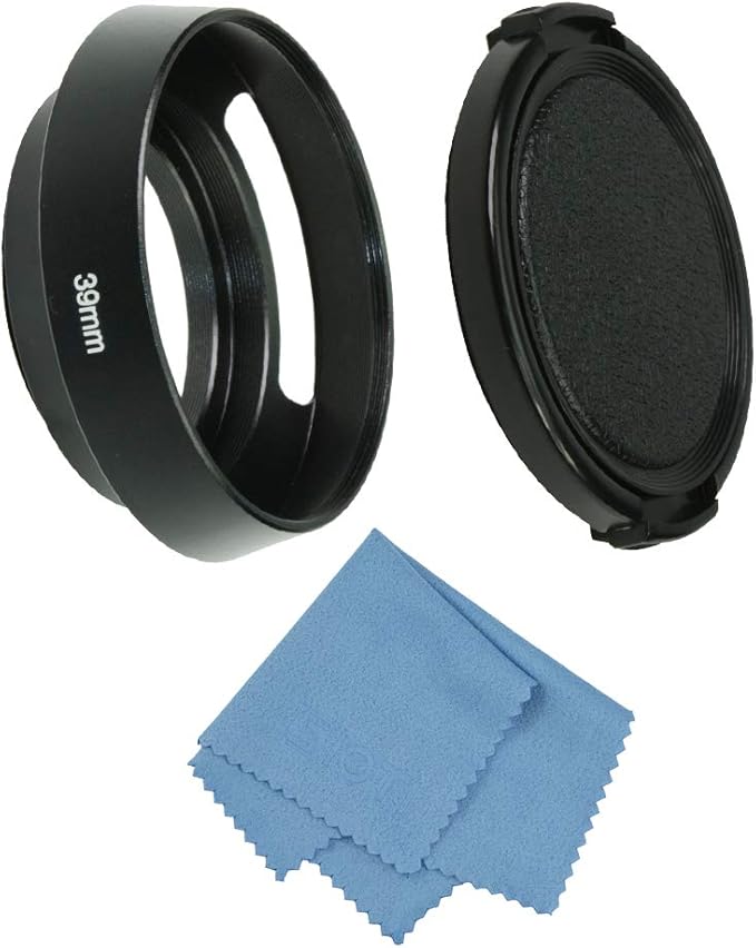 SIOTI 39mm Lens Hood, Oxidation Matte Anti Reflective Treatment, Aluminum Alloy, with 1 * 52mm Lens Cap, Compatible with Sony/Canon/Nikon/Fuji etc >40mm Camera Lens
