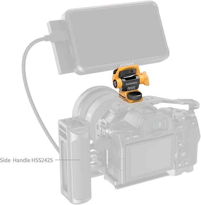SMALLRIG Adjustable Camera Monitor Mount for ARRI-Style (Bumblebee Edition), 360° Swivel and 180° Tilt Holder Anti-Twist Support 5" and 7" - 5520
