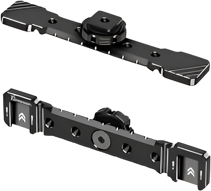 DF DIGITALFOTO Dual Cold Shoe Mount Bracket, Dual Cold Shoe Extension with 1/4"" Thread Holes Cable Slot for Flash LED Video Light Microphone, Black, DF-8210