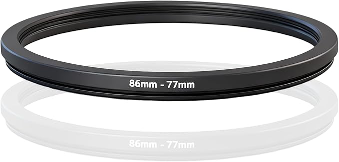 86-77mm Step Down Ring Adapter Filter, Metal Camera Lens Filter Adapter Ring Set Universal Black Stepping Rings Fits 86mm Lens to 77mm UV/CPL/ND Filters Hoods Converters