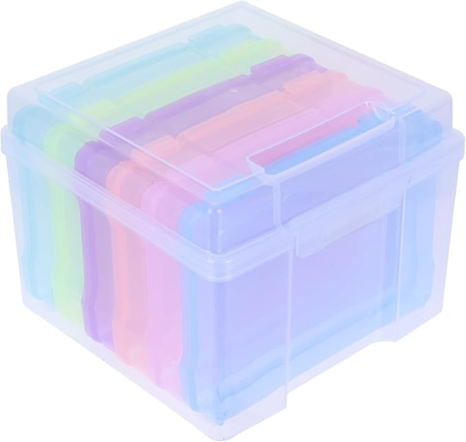 Mikinona Multifunctional Photo Classified Box Plastic Storage Case for Cards Jewelry Stickers Organizer for Photos and Small Items Portable