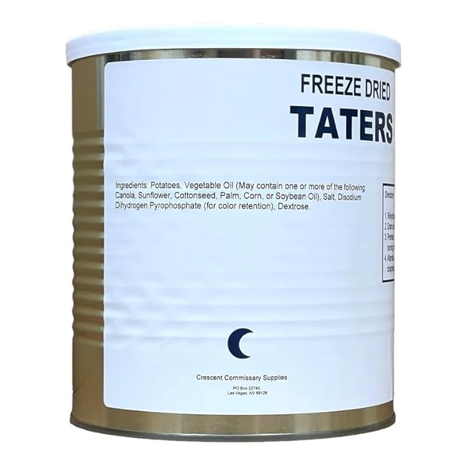 Military Surplus Freeze Dried Real Potato Tater Tots – #10 Can – 22 oz – 25+ Year Shelf Life – Emergency Food Supply – Ready to Eat – Survival, Camping, Hunting, Backpacking – Long-Term Storage – Pack of 1