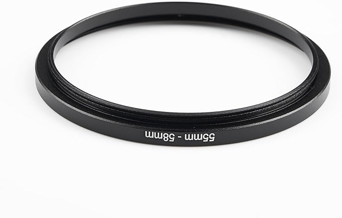 55mm to 58mm Step-Up Ring Filter Adapter,for All Brands UV ND CPL, Metal Ring Step-Up Rings Adapter Filter (55mm-58mm)