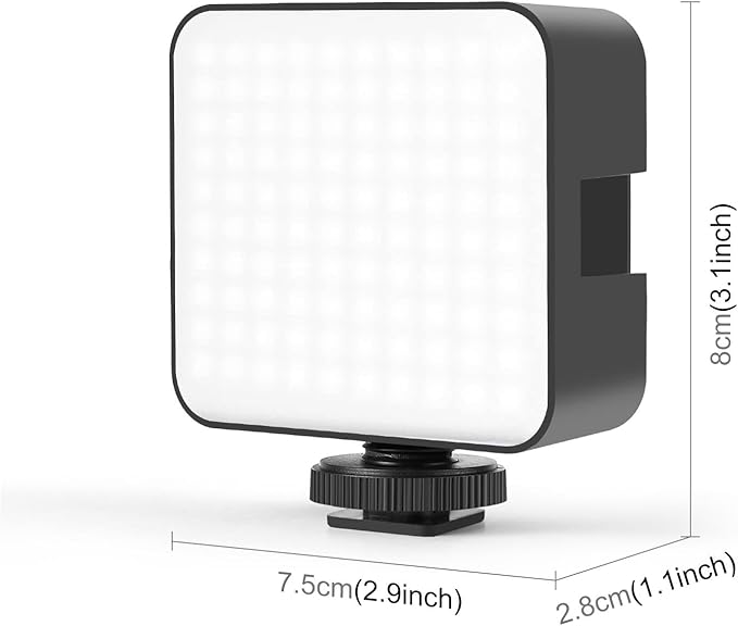 PULUZ 100 LED Video Light, 5W 3-Color Temperature Dimmable (2900K-6500K) Camera Fill Light with Cold Shoe Mount USB-C/AA Battery Powered for DSLR Camcorder Vlogging Macro Photography