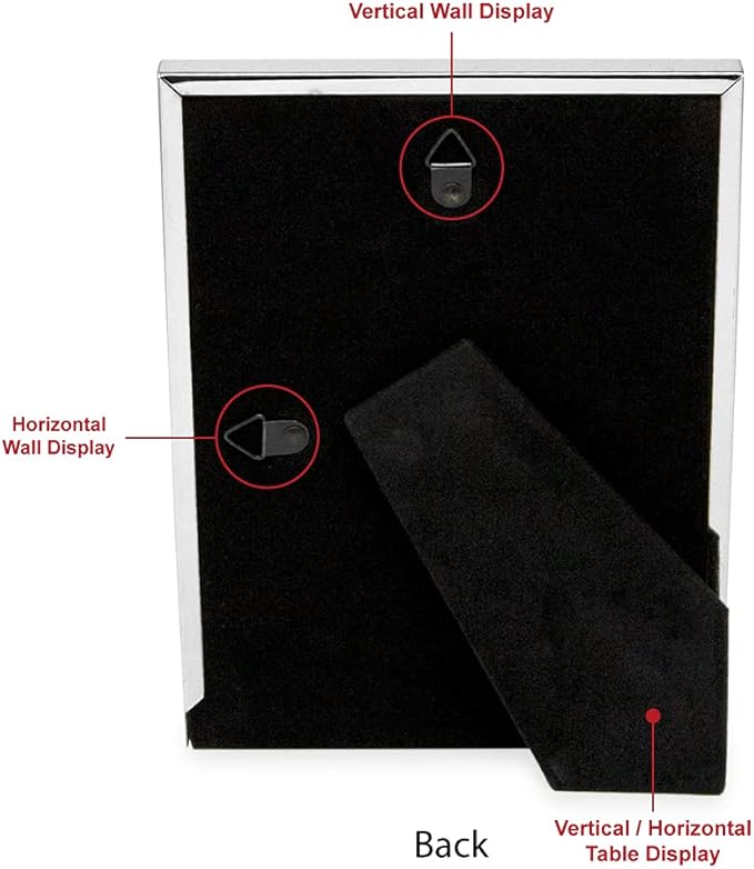 Isaac Jacobs 5x7 White Leather with Silver Metal (Vertical & Horizontal) Picture Frame, Suede Border w/Black Fabric Easel, Wall-Mountable, Made For Tabletop, Photo Gallery (5x7, White W/Silver)