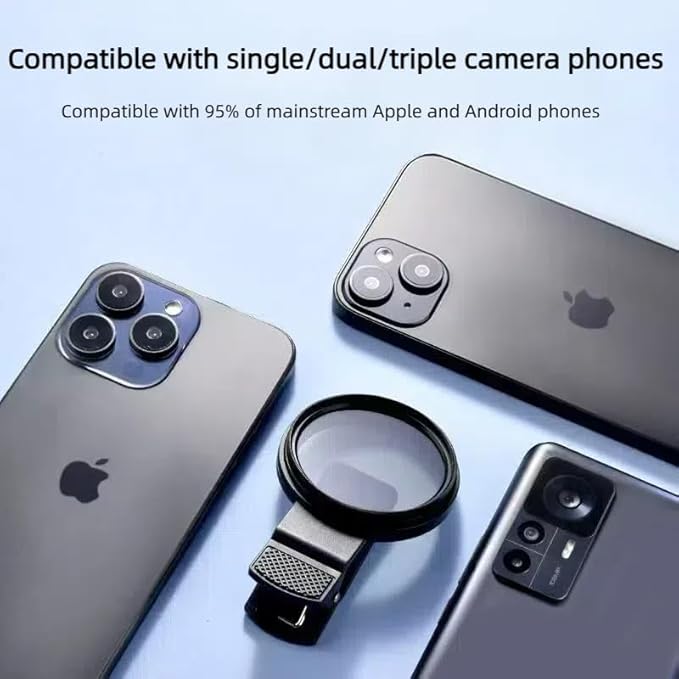 52mm Clip-on CPL Lens Filter, CPL Filter for iPhone 15 14 13 Samsung Xiaomi Google Pixel and Other Smart Phones