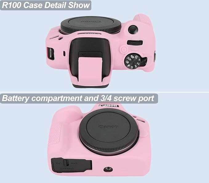 Pocoukate Case for Canon EOS R100 Camera, Soft Silicone Protective Cover Skin with EOS R100 Screen Protector Accessories for EOS R100 Mirrorless Camera Silicone Case - Pink