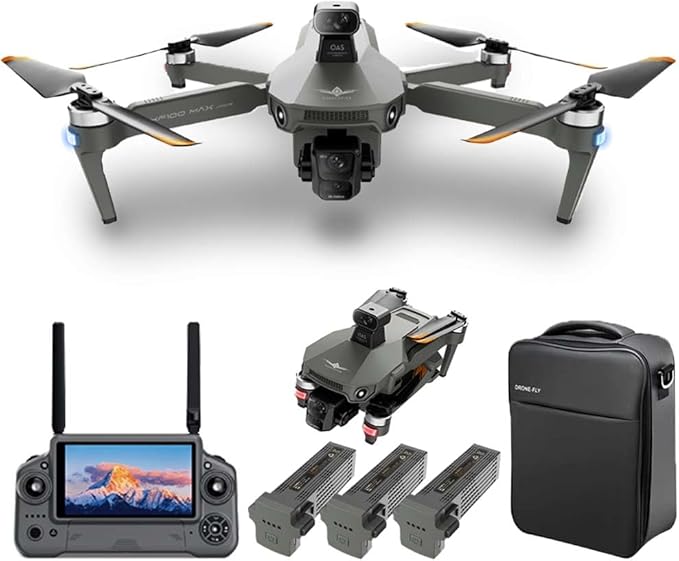 X-Verse KF100MAX Drones with Camera for Adults 4K EIS, RC Screen, 6KM RC Distance, 3-Axis Gimbal, Professional Drone with Obstacle Avoidance, Digital GPS Transmission Quadcopter (3 Batteries for 150min Max Flight Time)