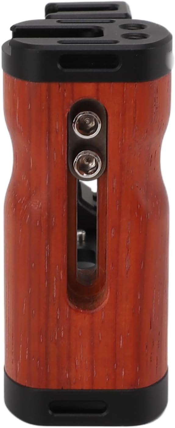 Phone Camera Rig Hand Grip, Wooden Handle with Adjustable L Plate, Cold Shoe Mounts, for, for iOS Smartphones