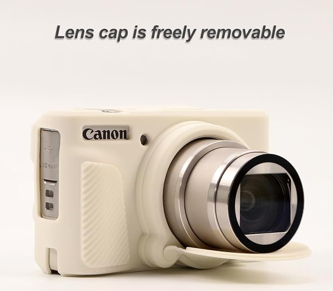Pocoukate Case for Canon PowerShot SX740 HS Camera with Screen Protector, Soft Silicone Protective Cover Skin with Removable Lens Cover for SX740 HS, SX730 HS Accessories Rubber - Misty White ﻿
