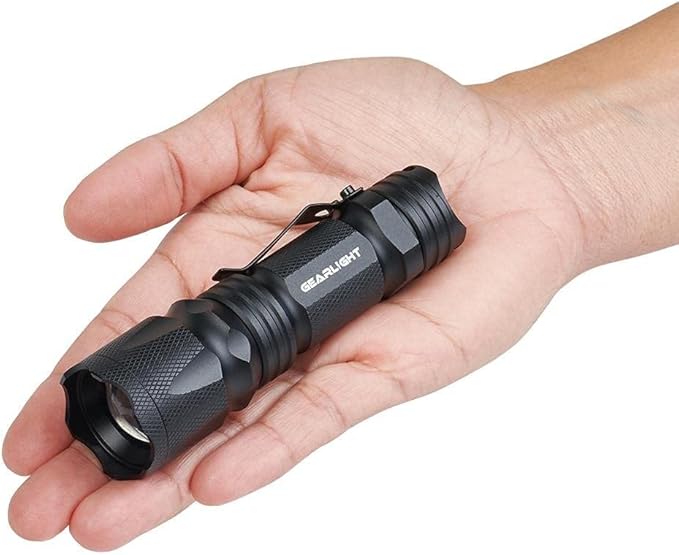 GearLight M3 Mini LED Flashlight - 2 Bright, Small Tactical Flashlights with High Lumens and Pocket Clip for Camping, Outdoor & Emergency Use ﻿ - Black
