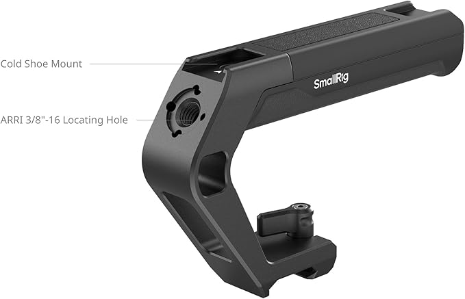 SMALLRIG Lightweight NATO Clamp Top Handle, Tiny Camera Top Grip Only 119g, Handgrip with Locating Hole for ARRI and Two Cold Shoe Mounts, for Camera Cage with Built-in NATO Rail - 5977