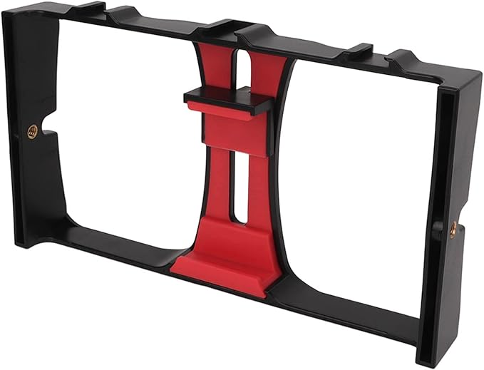 Phone Video Camera Cage, ABS Handheld Smartphone Video Stabilizer Rig, Adjustable Clamp 4.3-10.8cm - Lightweight Durable Design, Multi - Cold Shoe Mounts, Ideal for Livestreami (Red)