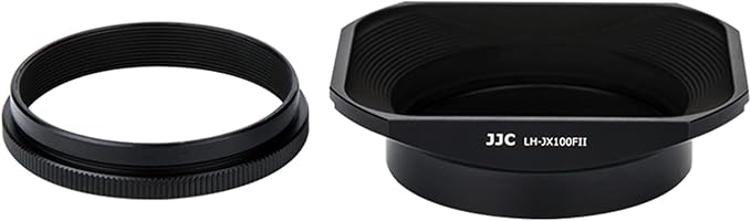 Metal Square Lens Hood with Lens Cap Protector & 49mm Thread Filter Adapter Ring for Fujifilm X100VI X100V X100F X100T X100S X100 X70 Camera Replaces Fuji LH-X100 Lens Hood & AR-X100 Adapter Black