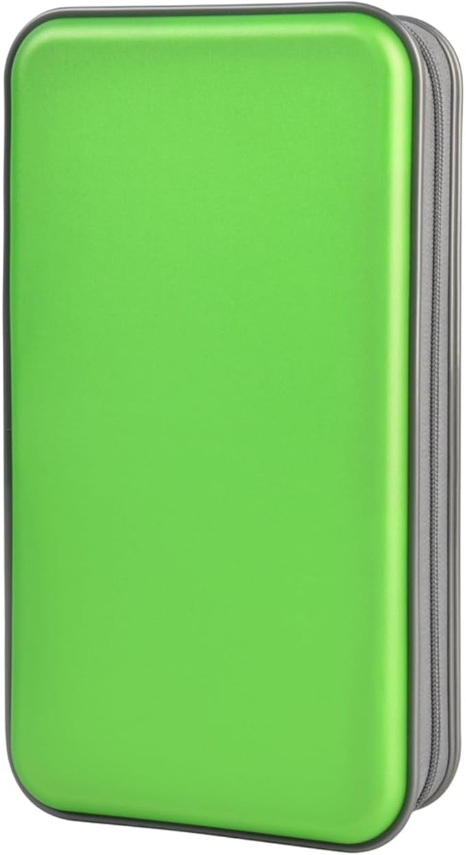 alavisxf xx CD Case, 96 Capacity Hard Plastic CD Holder Protective DVD Disc Storage Case Holder Portable Zipper CD DVD Organizer Storage Wallet for Car Home Travel (96 Capacity, Green)