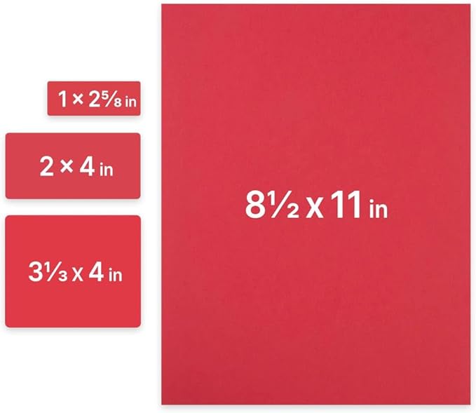 JAM PAPER Shipping & Mailing Address Labels - Multi Size Assortment - Red - 370/Pack