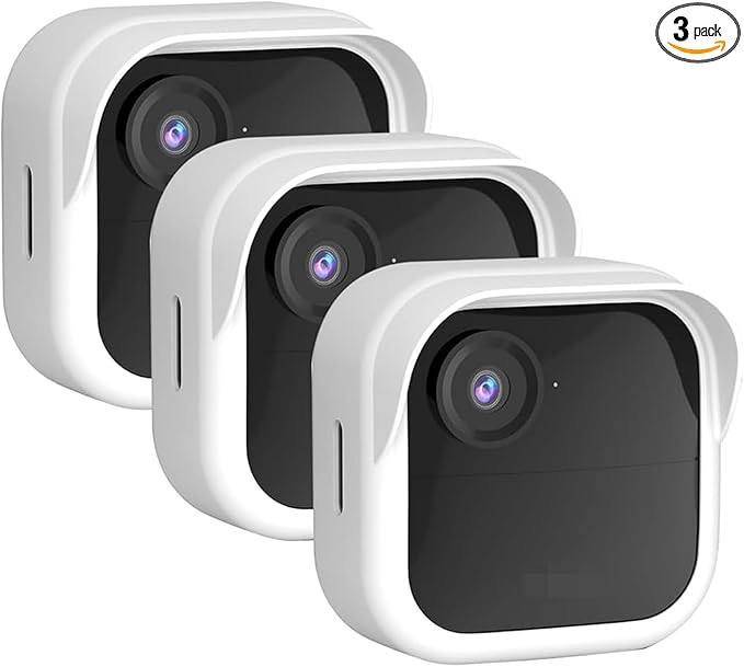 Silicone Case Cover for All-New Blink Outdoor 4 (4th Gen) - Weatherproof Protective Skin Cover with Hat Brim for All-New Blink Outdoor 4 & 2K Smart Security Camera (White, 3 Pack)