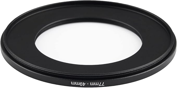 77mm to 49mm Step Down Ring Filter Adapter Applicable to All Brands of UV ND CPL Filter (77mm-49mm)