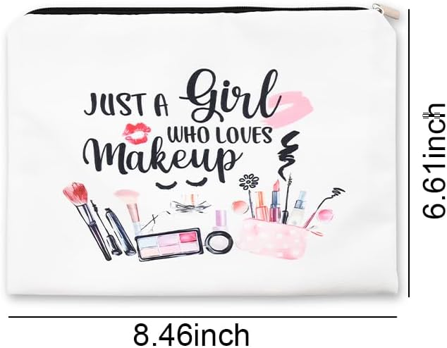 Funny Cosmetic Bag for Women Just A Girl Who Loves Makeup Bag for Girls Christmas Birthday Gifts for Daughter Friend Granddaughter Travel Toiletry Pouch With Zipper Makeup Cosmetic Pouches