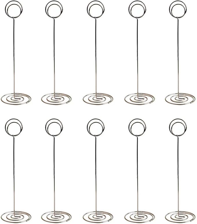 10 Pack 8.7 inch Table Number Place Card Holders, Picture Holder Photo Holder Clips, Memo Note Photo Stand. (Silver, 8 inchs)