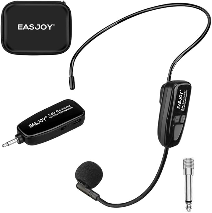 Wireless Microphone Headset, 2.4G Wireless Mic Headset and Handheld 2 in 1 Mics, 160 ft Range for Voice Amplifier, PA System, Teacher, Tour Guides, Fitness （Not Supported Phone/Mac/Laptop