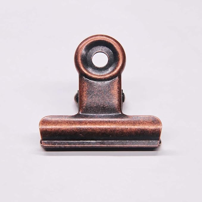 Bulldog Clips with Hole for Push-pin, Paper File Clips with Strong Spring, Small Metal Binder Clips, Seal Clamps for Coffee Tea Food Bags, Decorative Clips for DIY Photo Grid (Copper, 38 mm)