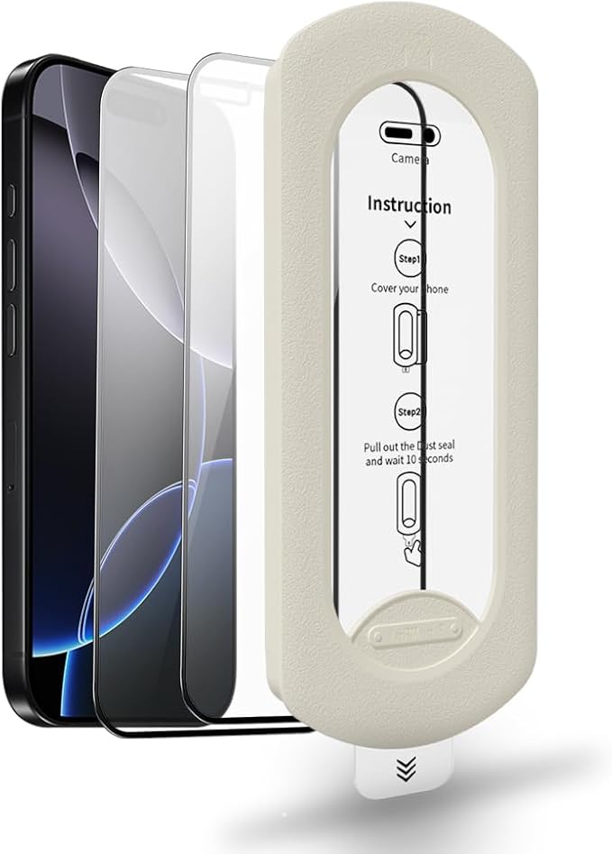 Hillinkit 3 Pack Screen Protector for iPhone 16 Pro Zero Bubble Auto-Dust Removal 9H+ Hardness Tempered Glass for Full Coverage Easy Installation 6.3-Inch