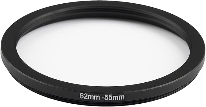 62mm to 55mm Step Down Ring Filter Adapter Metal Ring Step Down Rings Adapter Filter Compatible with All 55mm UV,CPL,ND,Lens Hood,Threaded Lens ect (62mm to 55mm)