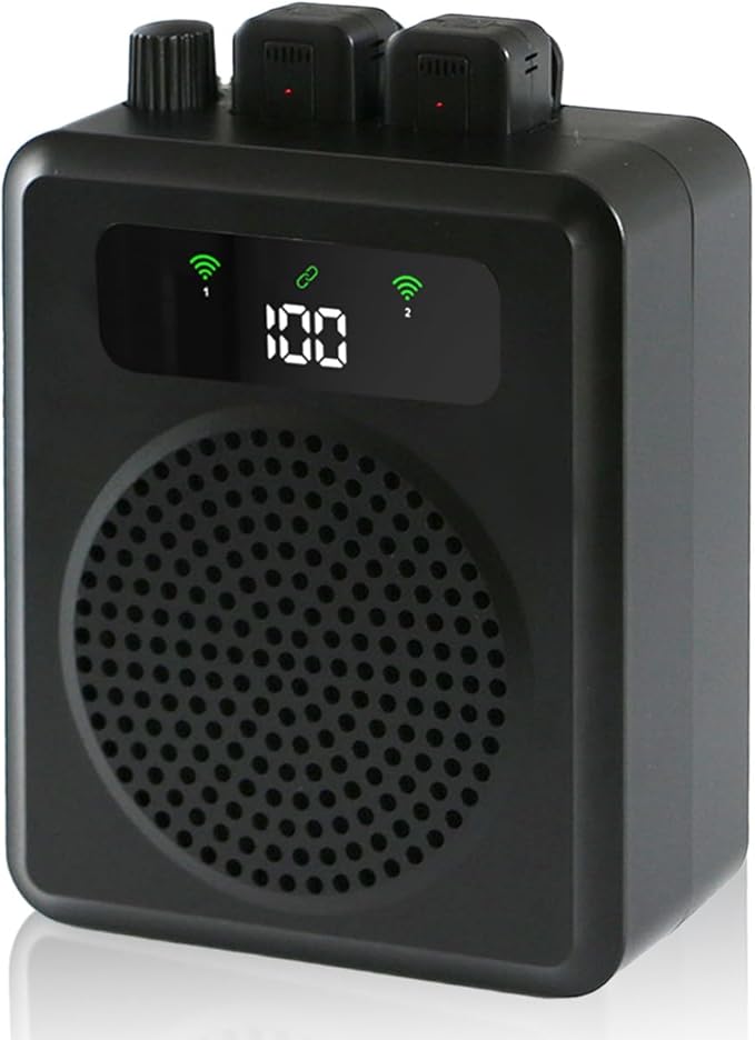 Wireless Voice Amplifier with Lavalier Microphones, Portable Voice Amplifier, Microphone with Speaker, Mini Megaphone with Clip on/Lapel Mic Teacher Microphone for Classroom Speech