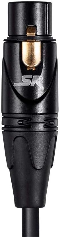 Monoprice Starquad XLR Male to XLR Female Microphone Cable - 1.5 Feet - Black, 24AWG, Optimized for Analog Audio - Gold Contacts - Stage Right Series