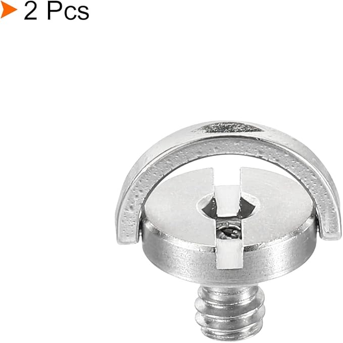 PATIKIL 1/4-20 Thread 12mm Length D-Ring Stainless Steel Camera Fixing Screws, 2 Pack D Shaft Quick Release Plate Screw for Camera Tripod/Monopod, Silver