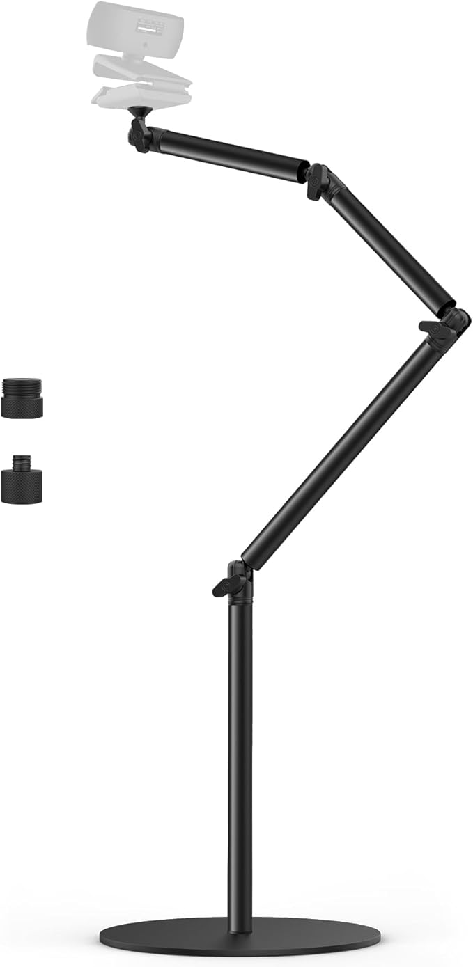 Camera Round Base Mount Desk Stand, Flexible Aluminum Photography Floor-Standing Light Monopod Stand Phone Holder with 1/4" 3/8'' 5/8'' Screw for DSLR Camera, Light, Webcam, Live Streaming, Vlogging