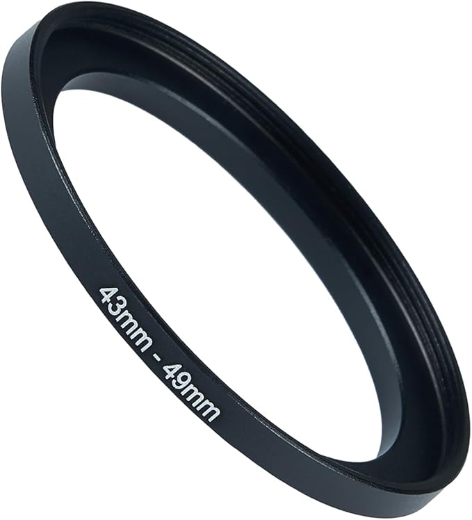 43mm to 49mm Step-up Adapter Rings Filter Adapter Black Metal Step Down Filter Ring Adapter Compatible with All Brand UV CPL ND Camera Lens Filter Stepping Rings (43mm-49mm)