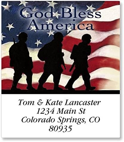 Colorful Images Patriotic Soldier Return Address Mailing Labels, Personalized in The USA with Names & Addresses, Set of 144 Self Adhesive, Easy Peel Flat Label Sheets, 1½” x 1¾”, 1 Design