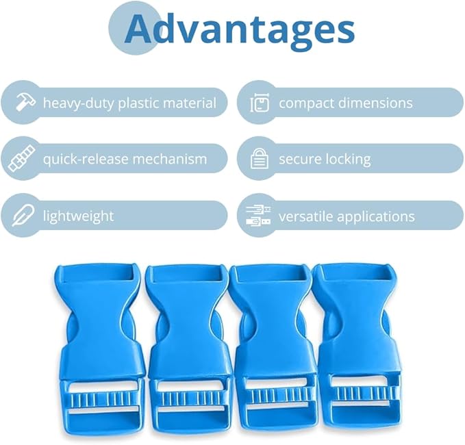 Buckles for Straps Set of 4 Pcs Plastic Buckle Clip Quick Side Release Plastic Fastener