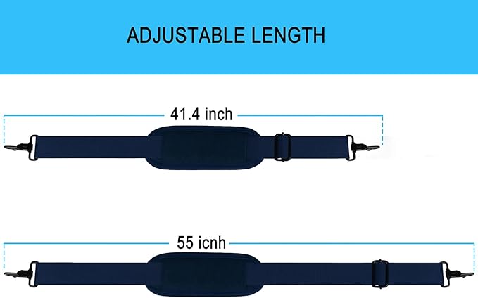 Shoulder Strap, Durable 55" Universal Replacement Laptop Shoulder Strap, Adjustable Comfortable Belt with Metal Hooks for Briefcase, Computer Messenger Bag, Laptop Case Luggage/Duffel/Camera, (Blue)