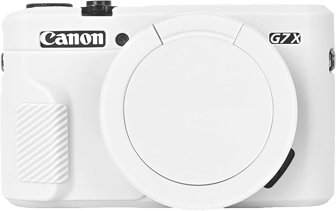 Easy Hood G7X Mark II Case, Protective Case for Canon Powershot G7X Mark II Digital Camera, Removable Lens Cover Silicone Sleeve Soft Camera Cover Rubber Protective Body Skin - White