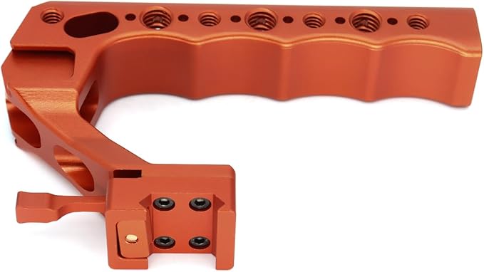 SZYingXian NATO Top Handle, Quick Release NATO Grip with 4 Cold Shoe Adapters for DSLR Camera Cage, Universal Top Handle with 3/8-16 and 1/4-20 Thread Holes (Orange)