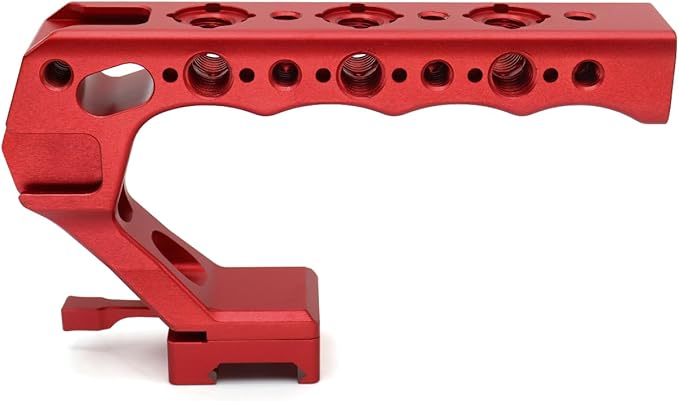 SZYingXian NATO Top Handle, Quick Release NATO Grip with 4 Cold Shoe Adapters for DSLR Camera Cage, Universal Top Handle with 3/8-16 and 1/4-20 Thread Holes (Red)