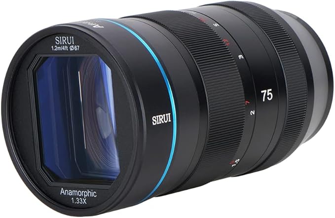 SIRUI 75mm F1.8 1.33X APS-C Anamorphic Lens for MFT Mount, Blue Flare