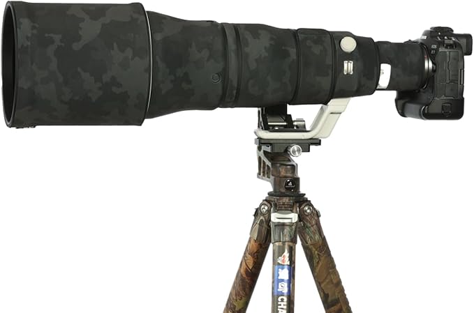 CHASING BIRDS Lens Camouflage Waterproof Coat for Canon RF 600mm F4 L is USM Rainproof Lens Protective Cover Version IV (Shadow Black, with Extender RF 1.4X)