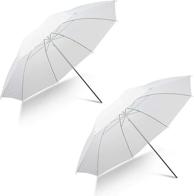 [2 Pack] Photography Umbrella Diffuser Kit,43"/110cm White Translucent Soft Umbrella Diffuser for Studio/Outdoor Photo and Video Lighting Accessories (2 * 43" White)…