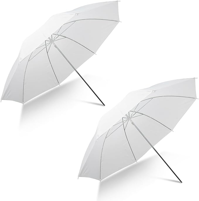 [2 Pack] 33"/84cm White Translucent Soft Umbrella Kit,Photography Umbrella Lighting Kit for Studio/Outdoor Photo and Video Lighting Accessories (2 * 33" White)…