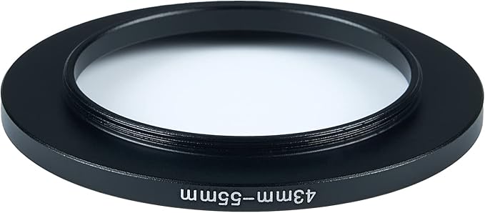 43mm to 55mm Step-Up Ring Filter Adapter for All Brands UV ND CPL Metal Ring Step-Up Rings Adapter Filter (43mm-55mm)